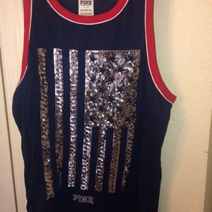 PINK sequins flag tank top